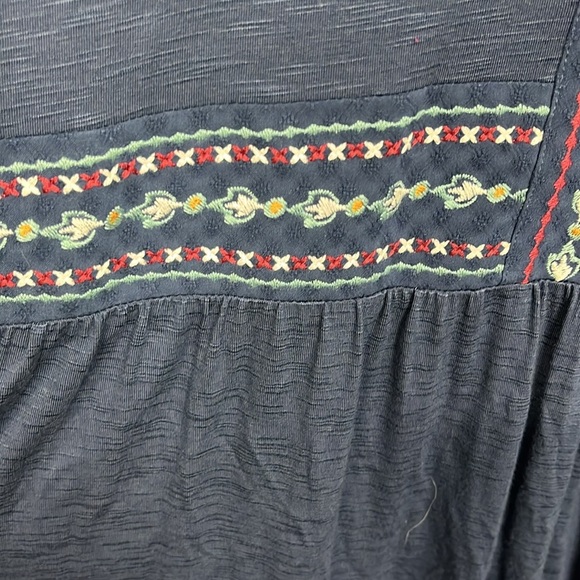 Nurture Womens Tunic/Top 2X Navy Red White Pullover Balloon Sleeve Embroidered - Picture 6 of 14